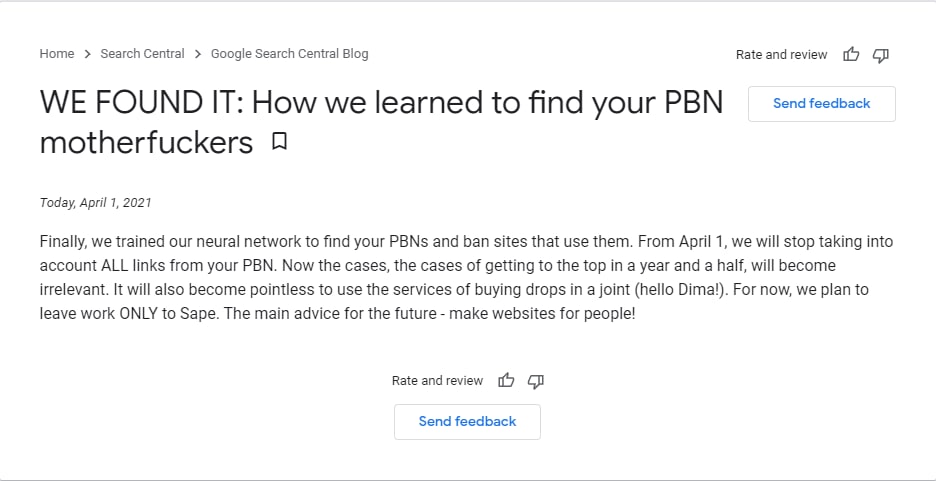 Google официально заявил, что перестанет учитывать ссылки с PBN